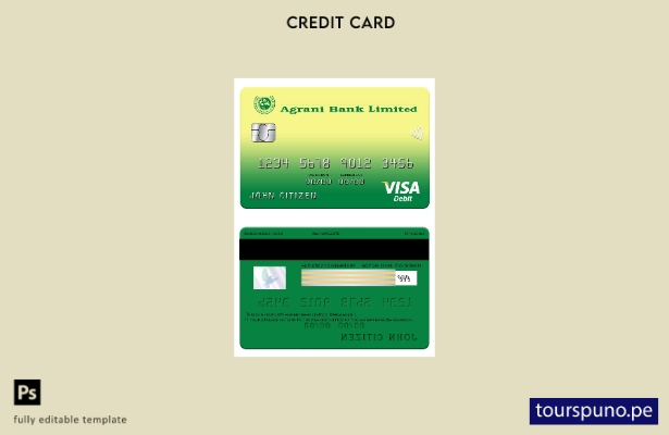 lista para imprimir plantilla de tarjeta visa del banco Agrani de Bangladesh